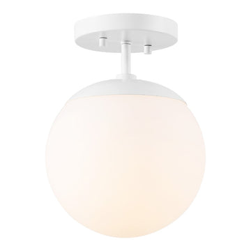 Marcel Bistro 7.75" Bohemian Farmhouse Iron/Frosted Glass LED Semi Flush Mount